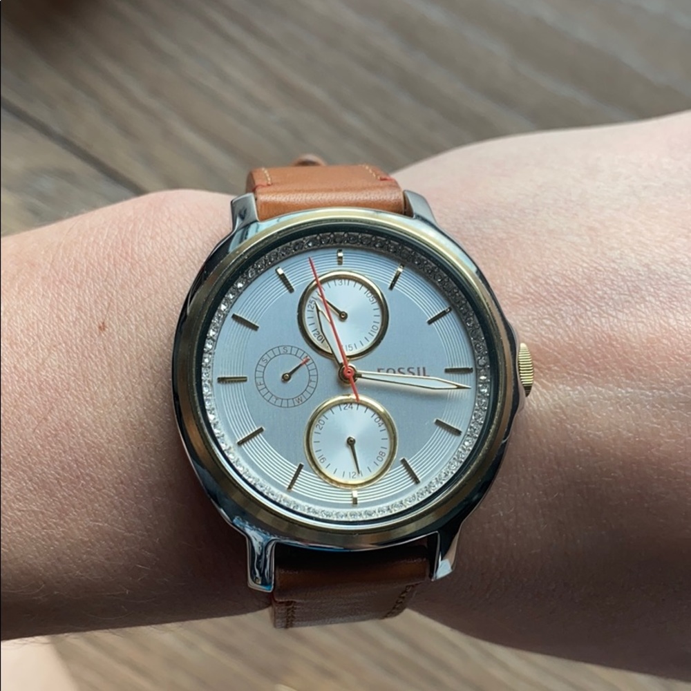 Fossil silver and gold trim watch